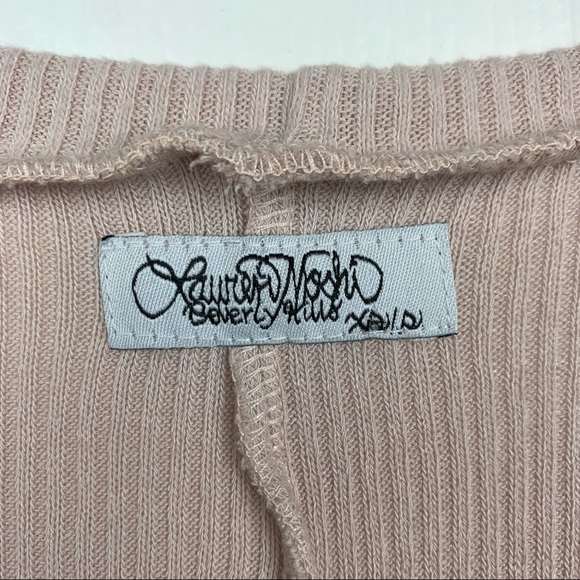 Lauren Moshi Long Sleeve Ribbed Embroidered Butterfly Top XS/S - Picture 4 of 6